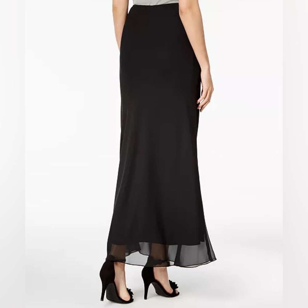 Alex Evenings Long Chiffon Black Skirt - Size L -Great Condition